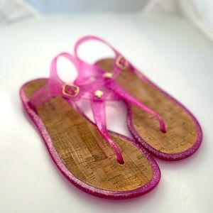 Pink glitter jelly summer sandals with cork bottom Kate spade womens size 8